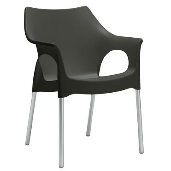 Ola Stack Arm Chair ART:2120 With Aluminum Leg Dark Anthracite GREY Scab