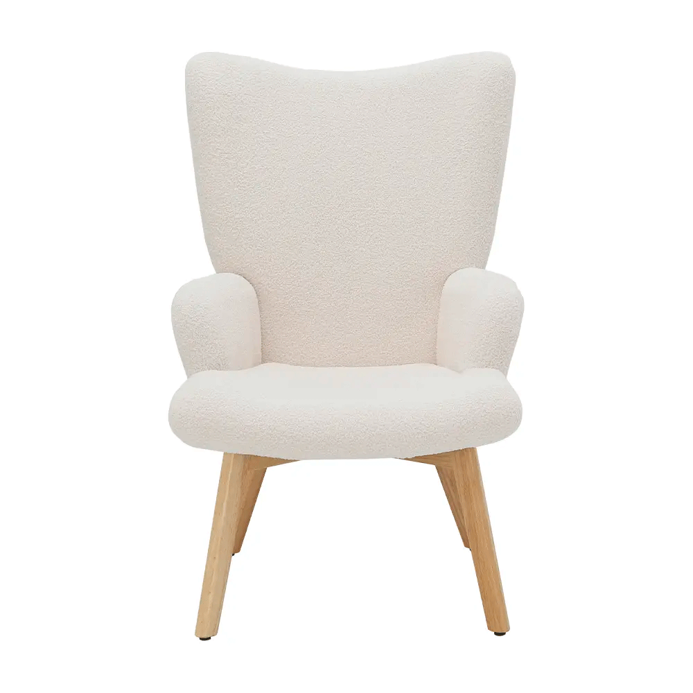 Milana FB Sofa 1/S WT Teddy Fabric, Foam, Rubber Wood