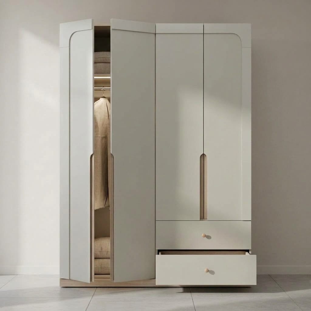 MELBOURNE 4 DR WARDROBE SS/LO15 PB WITH FOIL FINISHED