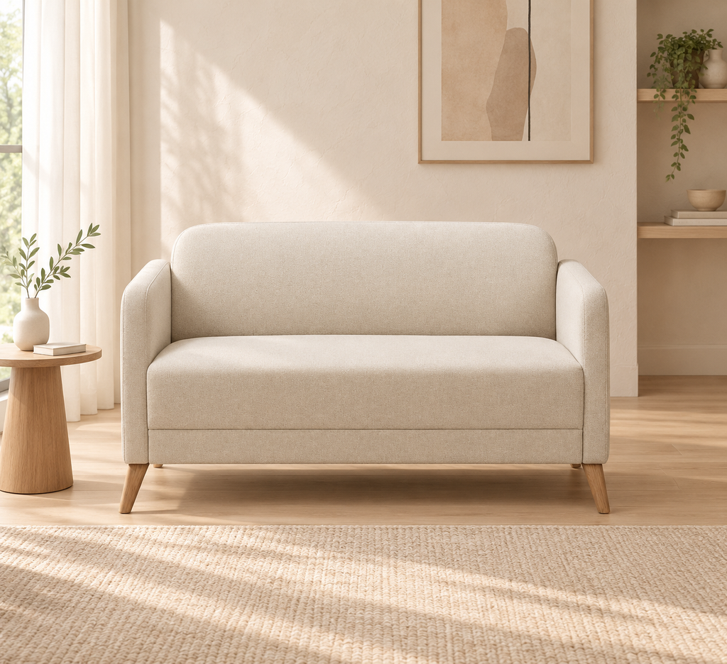 Nordic Linen Loveseat - Natural Oak Legs
