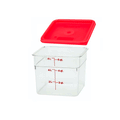 Cambro 6 Qt Clear Square Storage Container with Red Lid