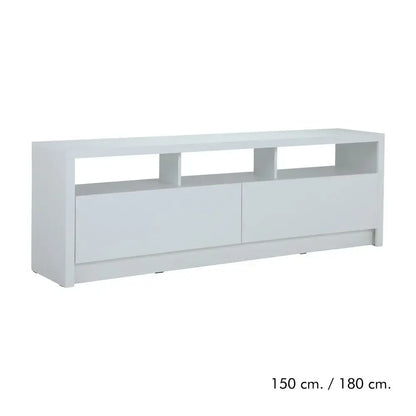 White High-Gloss TV Console Unit | 150cm / 180cm | Open Shelf & Cabinet