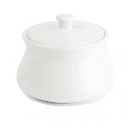 Whiteware Ceramic Sugar Bowl with Lid – 0.25 Ltr