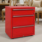 DR9028 3-Drawer Steel Mobile Pedestal – Red | Chrome Bar Handles