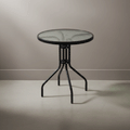 Glass Top Outdoor Bistro Table | 63×73 cm | Black Steel Frame
