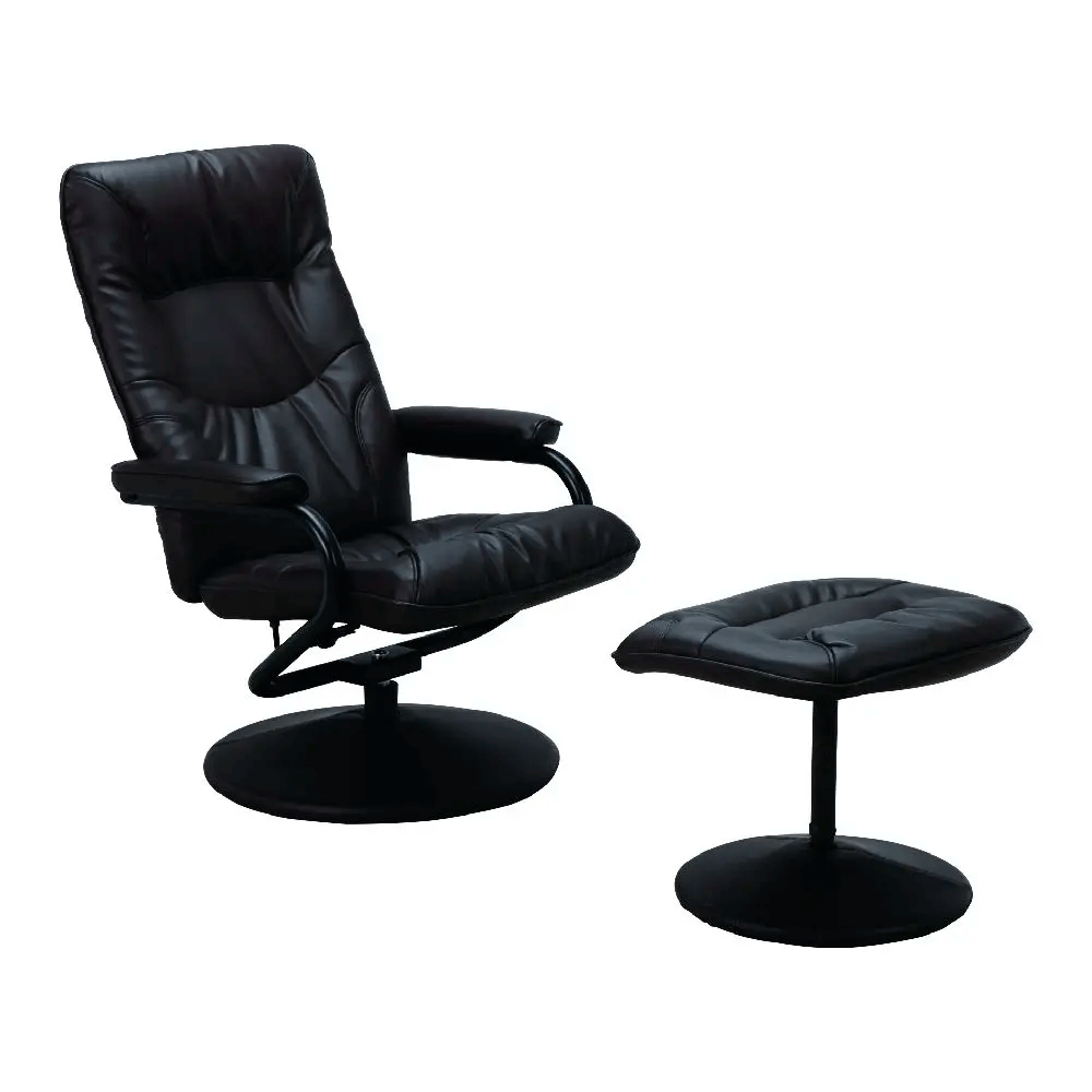 H-THAZAR PVC Relax Chair + Stool – Black