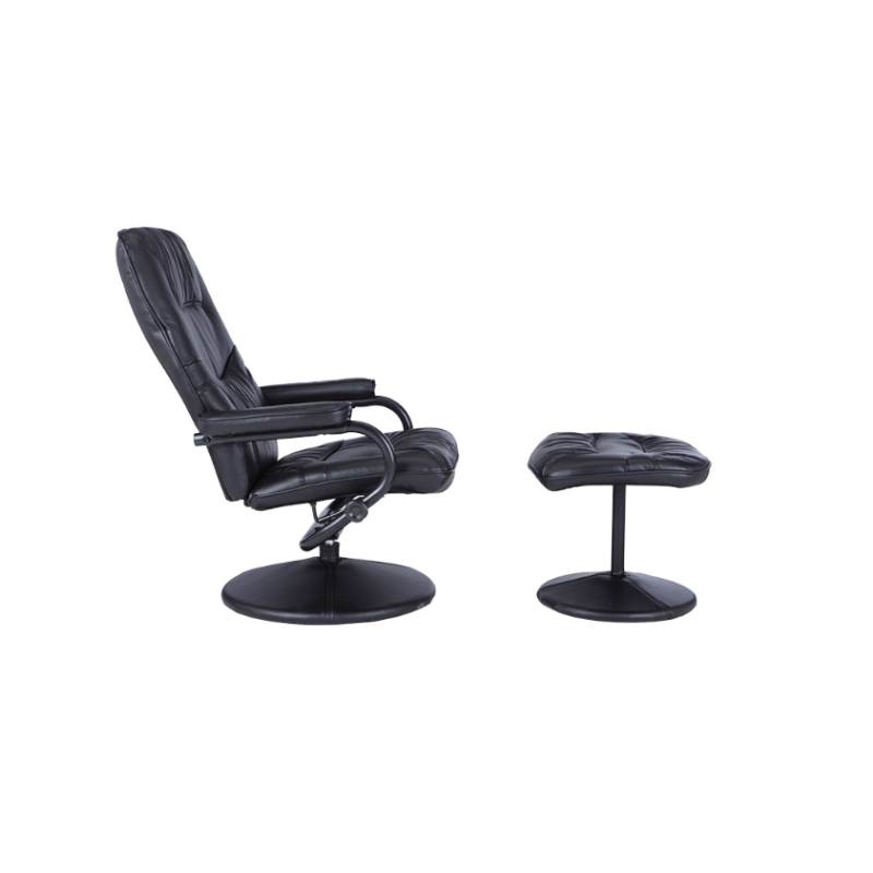 H-THAZAR PVC Relax Chair + Stool – Black