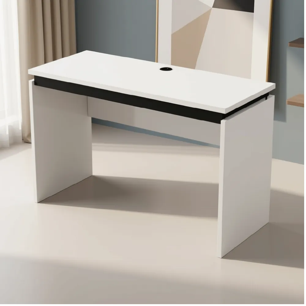LINEO Working Table 120cm – White & Matte Black