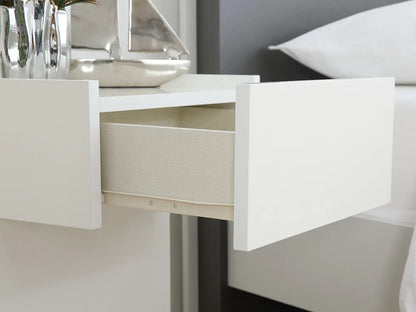 Seona Bedside Night Table | 39cm | Hi-Gloss White | Geometric C-Shape