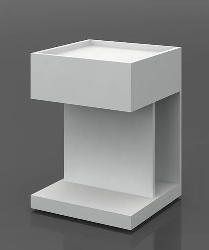 Seona Bedside Night Table | 39cm | Hi-Gloss White | Geometric C-Shape