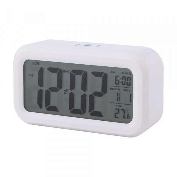 Giltana Digital Alarm Clock | 3" | 13.5x4.8x7.4cm | LCD Display | White | Temperature & Date