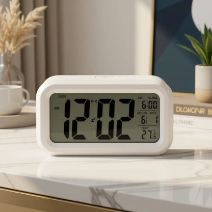 Giltana Digital Alarm Clock | 3" | 13.5x4.8x7.4cm | LCD Display | White | Temperature & Date
