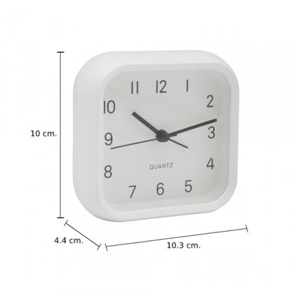 Fosh Quartz Alarm Clock | 4" | 10.3x10x4.4cm | White | Minimalist Desk & Bedside Clock