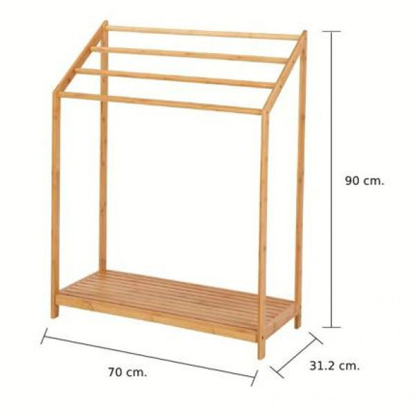 Ashley Towel Rack with Shelf  Natural Bamboo 70 x 31.2 x 90 cm