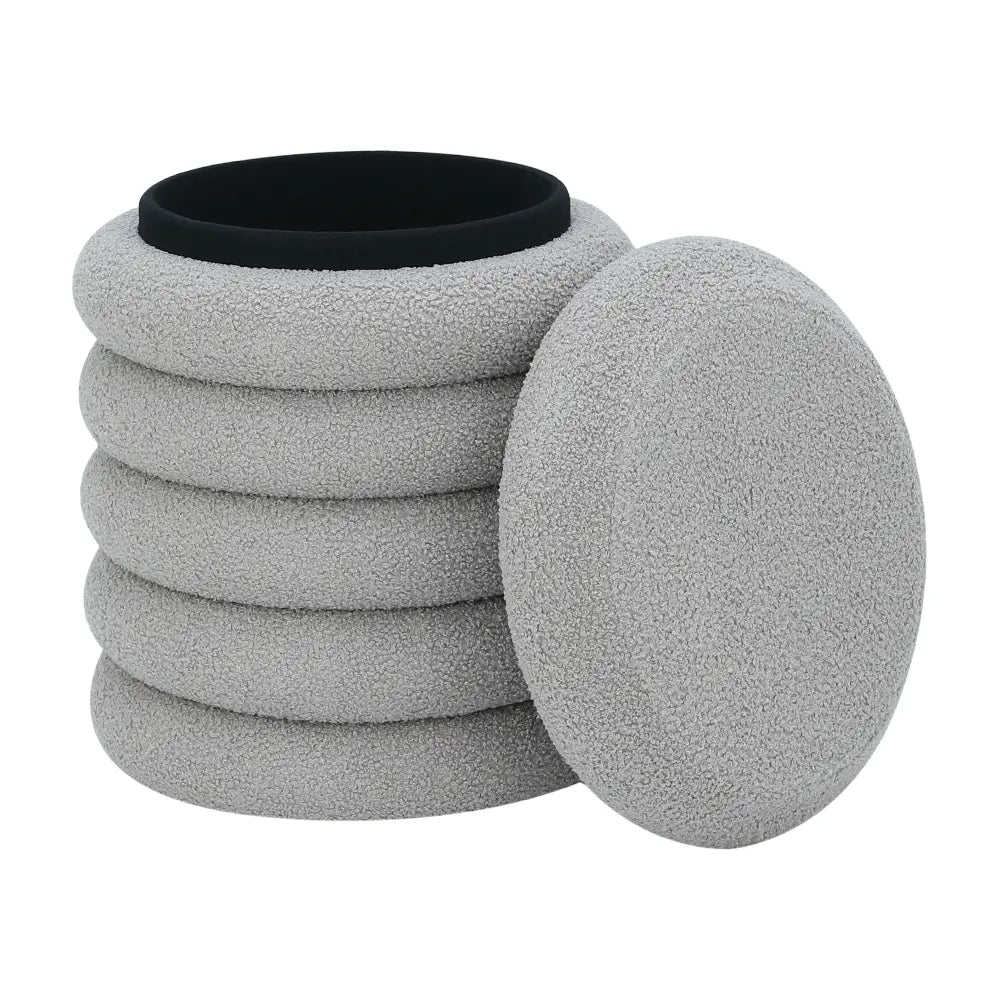 Dolly Fabric Stool - Boucle Round Ottoman