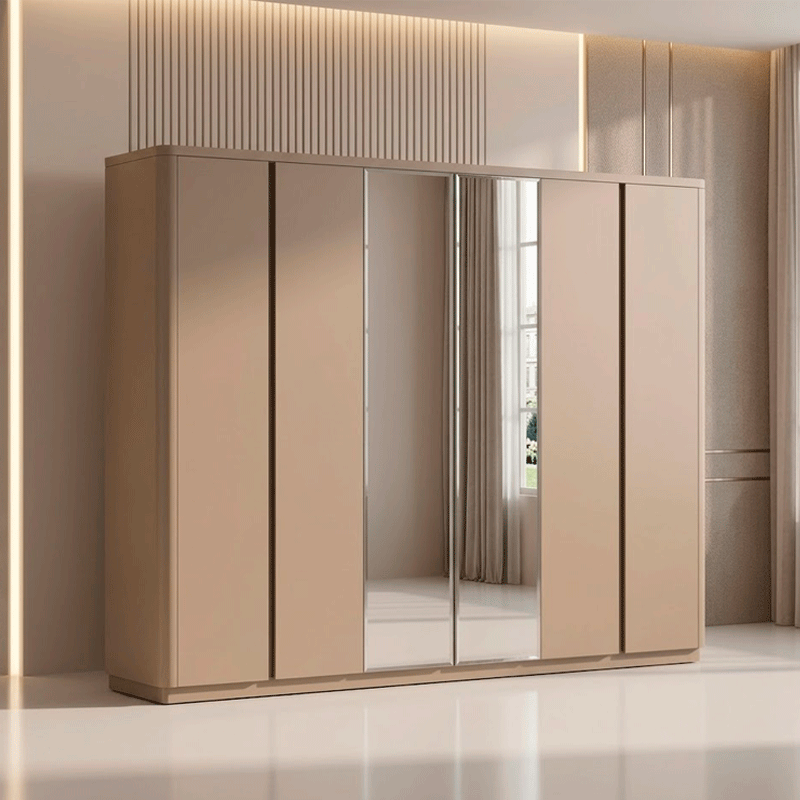 6-Door Wardrobe with Mirror – DB-03 Tan