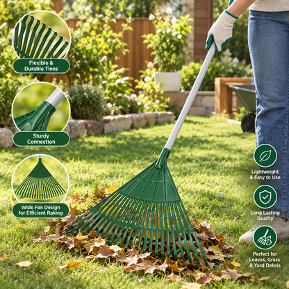 PVC Garden Fan Rake 20T with Stick