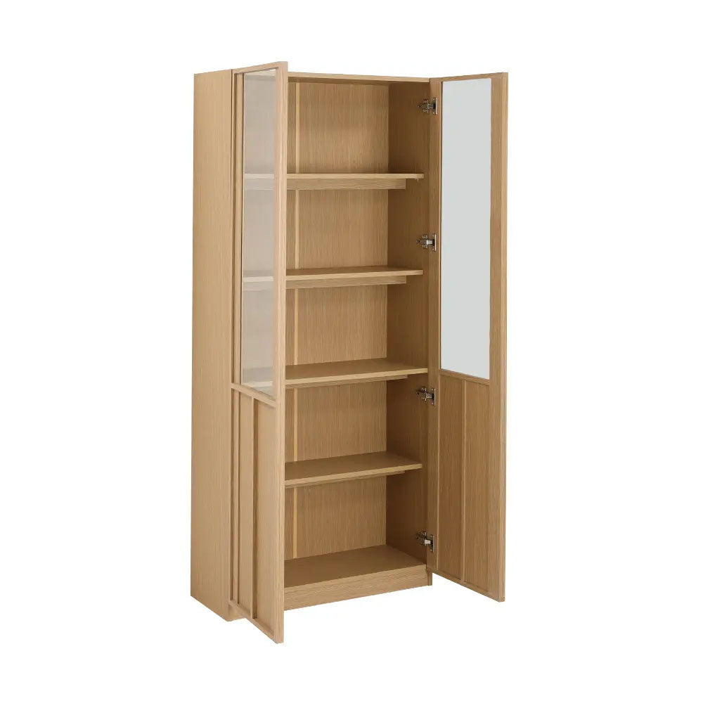 Fukuoka Height Glass Cabinet with Wood Base – 80cm