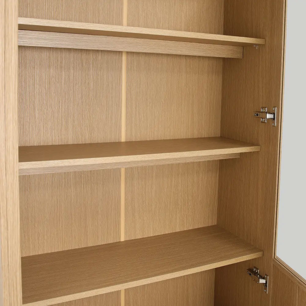Fukuoka Height Glass Cabinet with Wood Base – 80cm