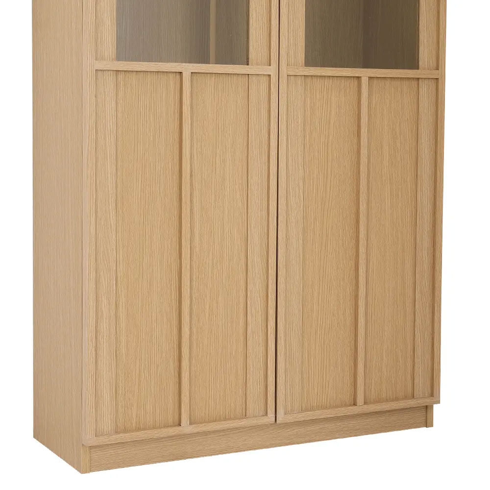 Fukuoka Height Glass Cabinet with Wood Base – 80cm