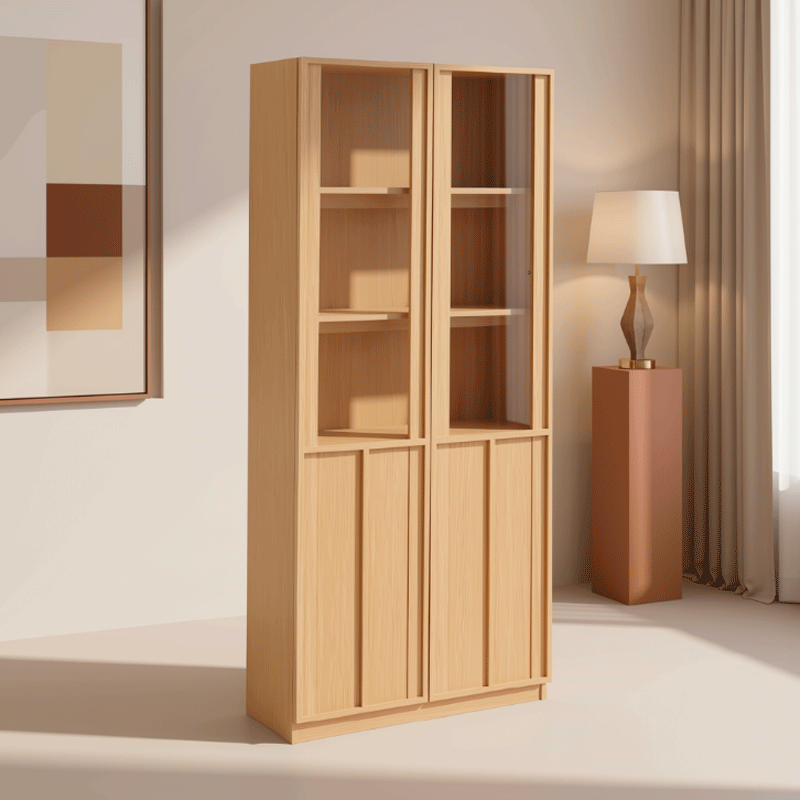 Fukuoka Height Glass Cabinet with Wood Base – 80cm