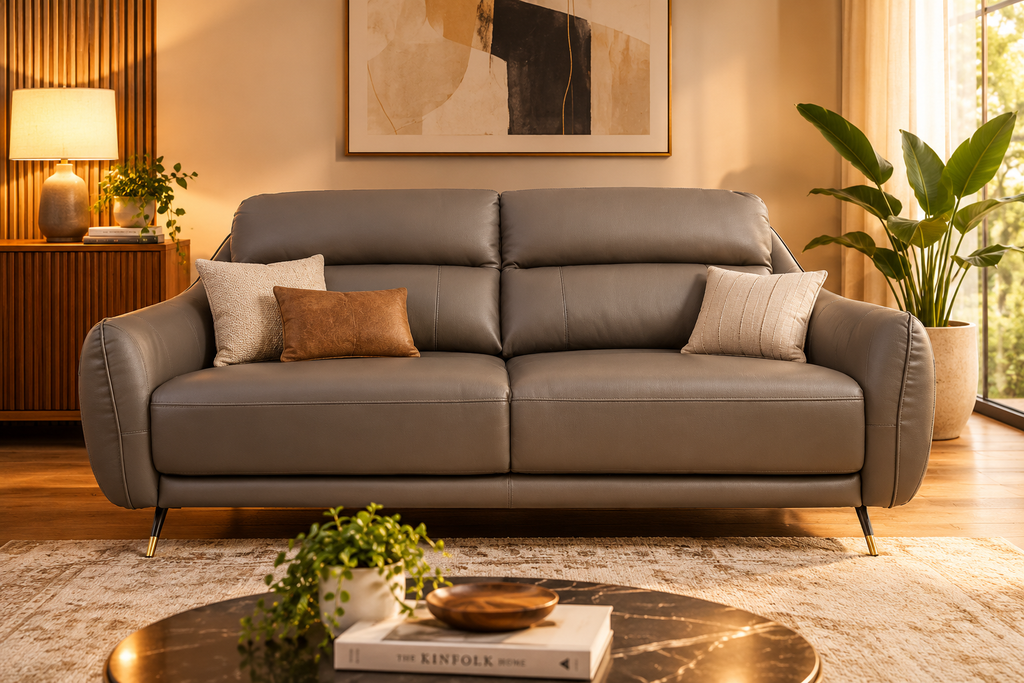 Modern Fixed Sofa - Premium Cow Leather
