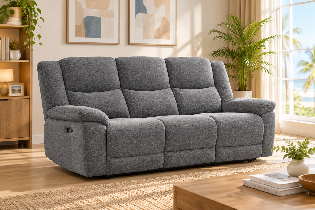 Full Fabric 3-Seater Electric Recliner Sofa