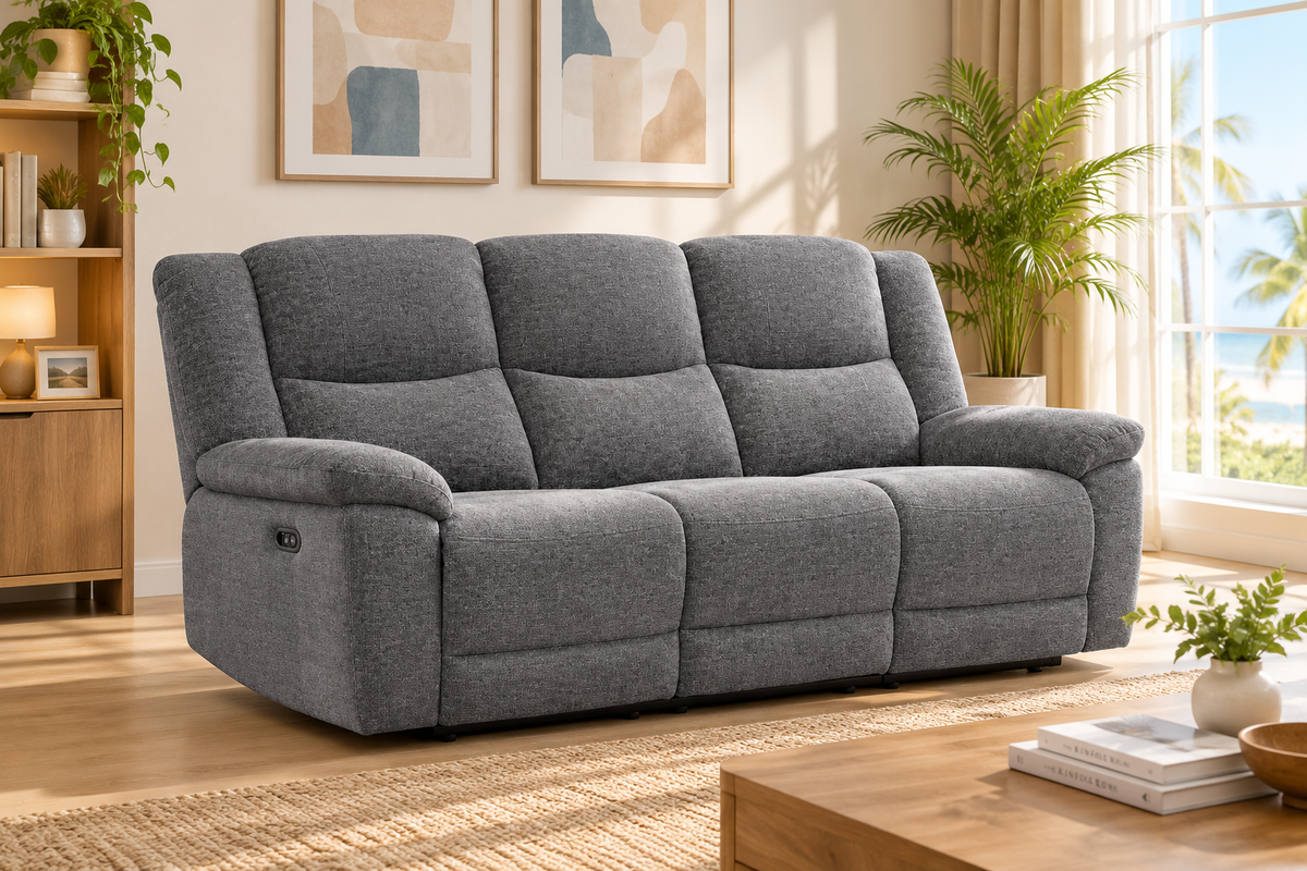 Full Fabric 3-Seater Electric Recliner Sofa