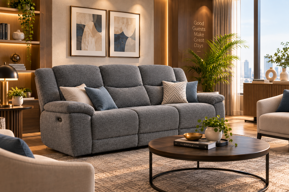 Full Fabric 3-Seater Electric Recliner Sofa