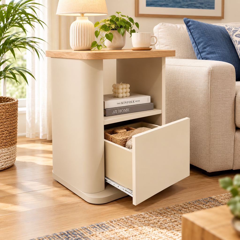 MELBOURNE SIDE TABLE 40CM SS/OM PB, RUBBER WOOD