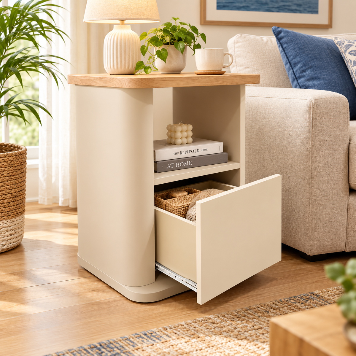 MELBOURNE SIDE TABLE 40CM SS/OM PB, RUBBER WOOD