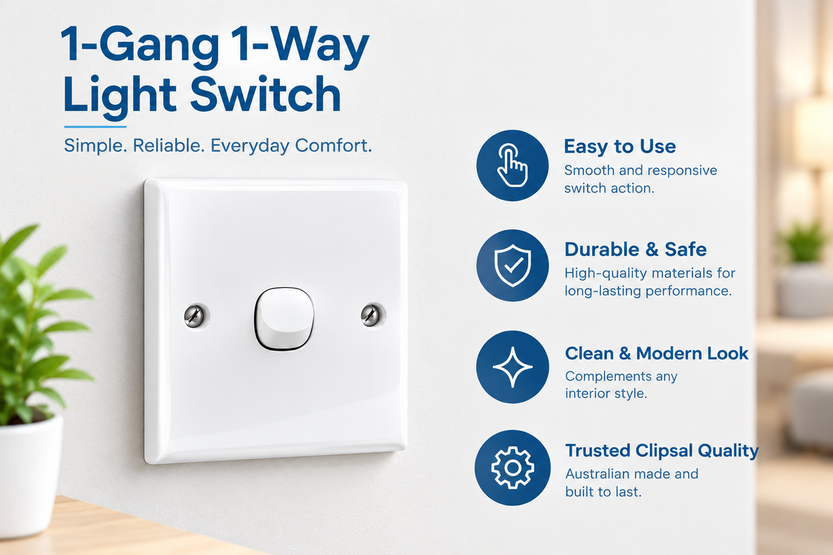 Clipsal 1-Gang 1-Way Light Switch