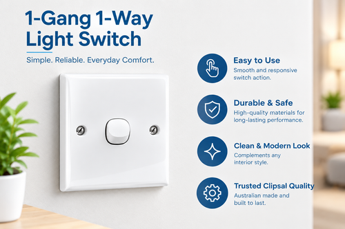Clipsal 1-Gang 1-Way Light Switch