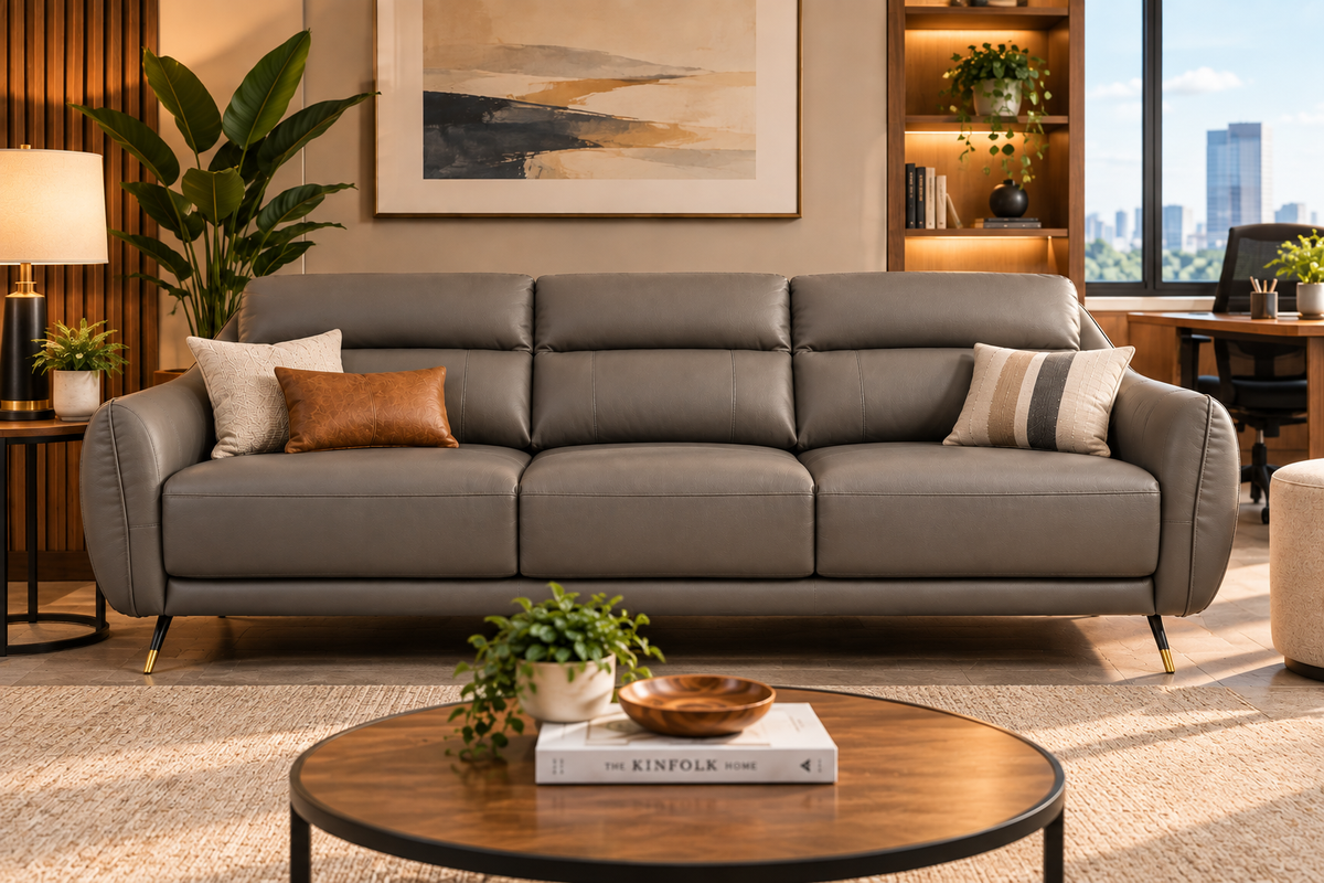 Modern Fixed Sofa - Premium Cow Leather