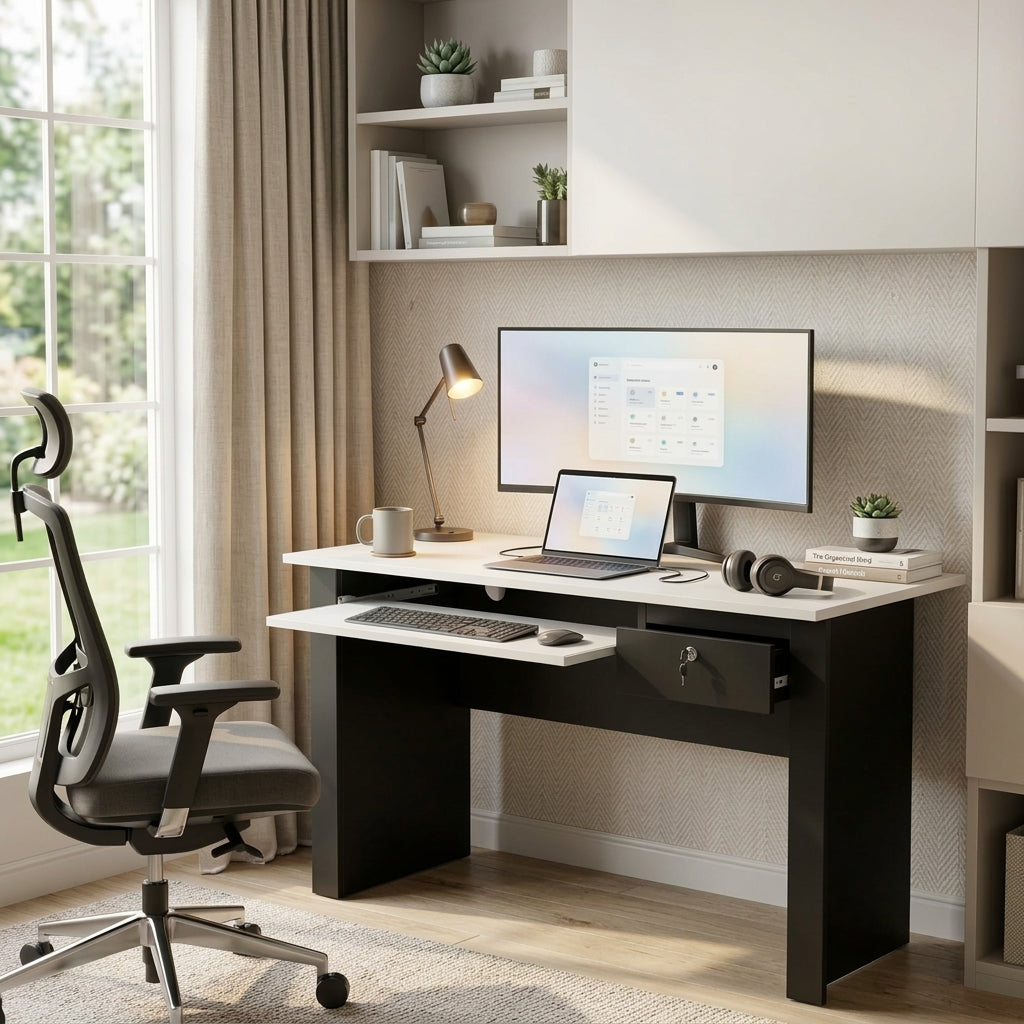 H-LARA PLUS COMPUTER TABLE 120CM. BK/WT