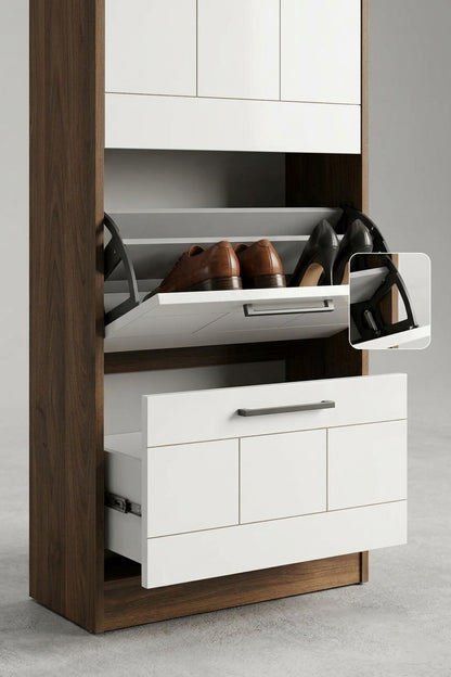Shore Cabinet – 4-Tier | Columbia Oak & White