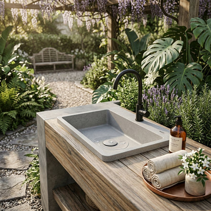 Artificial Stone Countertop Basin M920 – Light Concrete Grey