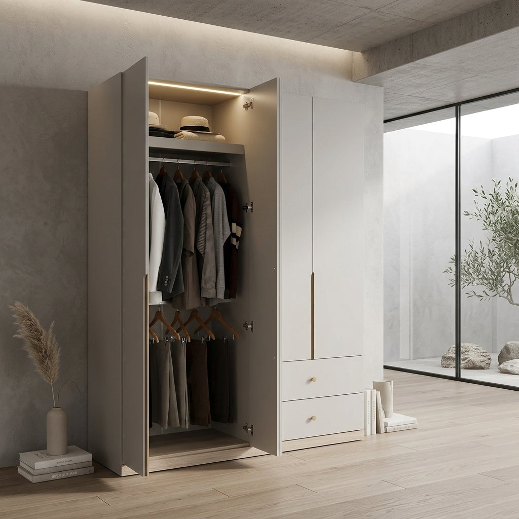MELBOURNE 4 DR WARDROBE SS/LO15 PB WITH FOIL FINISHED