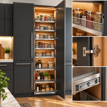 Delux Larder 60 | 12-Basket Pull-Out Organiser | E01C (6 Big + 6 Small)