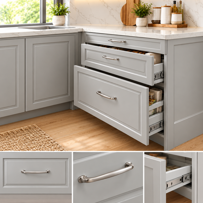3-Drawer Base Cabinet Unit | Shaker Style | Warm Grey