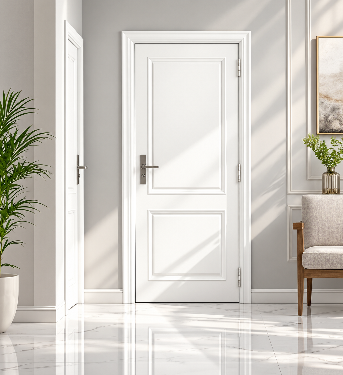Front Door Panel DR4035 | White UVG-210 UV Glass Finish | 396 × 347mm
