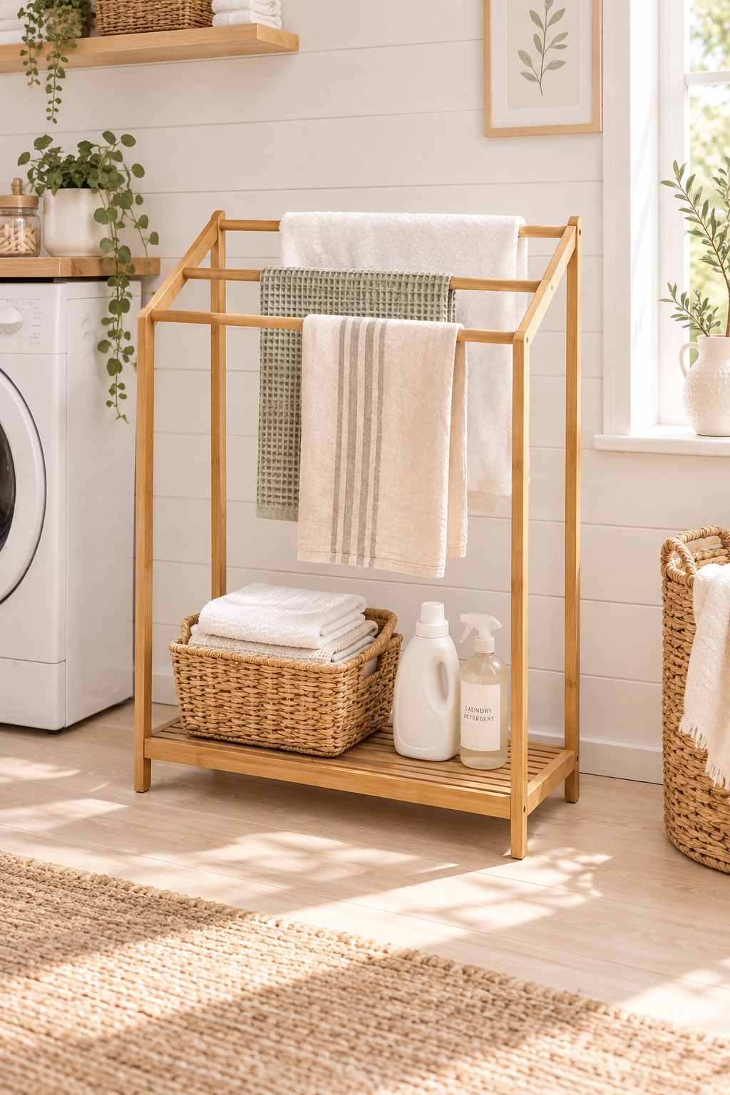 Bamboo Towel Rack - Laundry Area