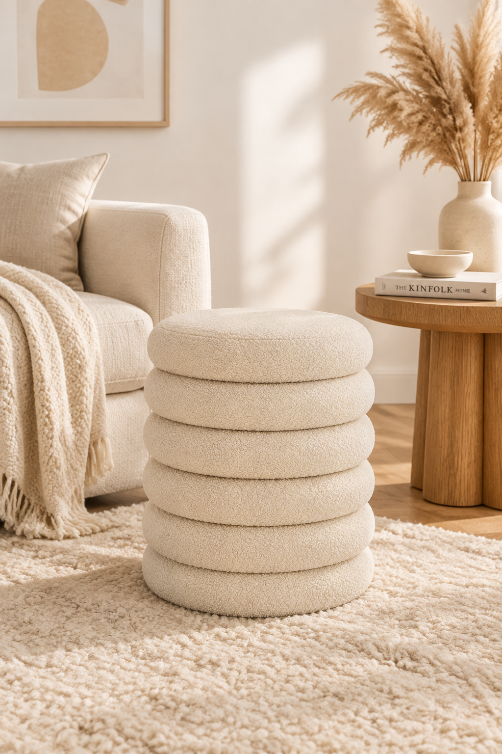 Beige Stool - Living Room