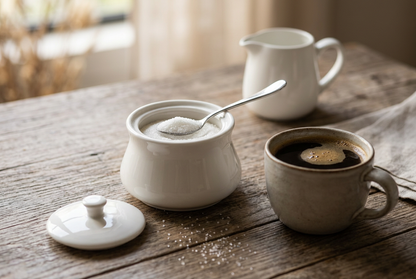 Ceramic Sugar Bowl in Use with Coffee