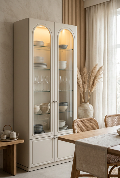 Cream Display Cabinet – Japandi Dining Room
