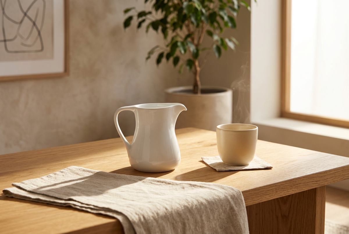 Creamer Jug on Coffee Table with Morning Light