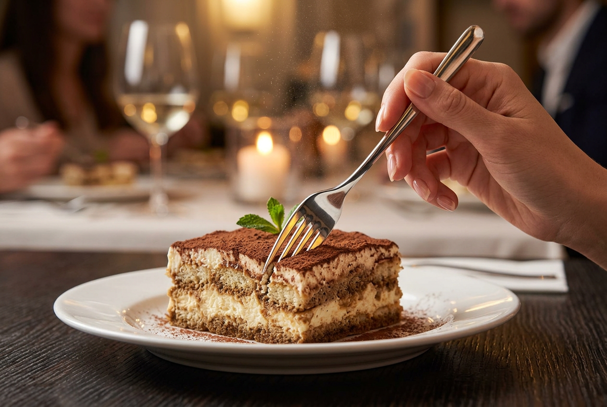 Dessert Fork In Use Tiramisu