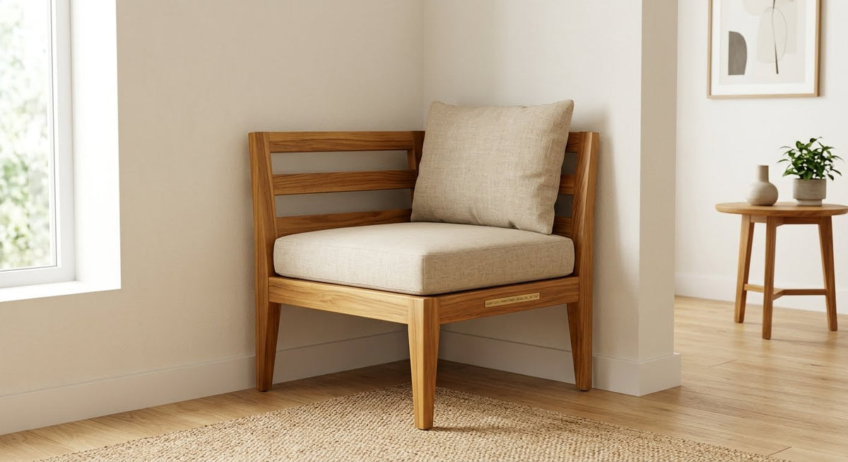 Auro Corner Chair | Solid Teak | Model 078 | 28" × 28"