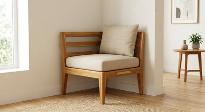 Auro Corner Chair | Solid Teak | Model 078 | 28" × 28"