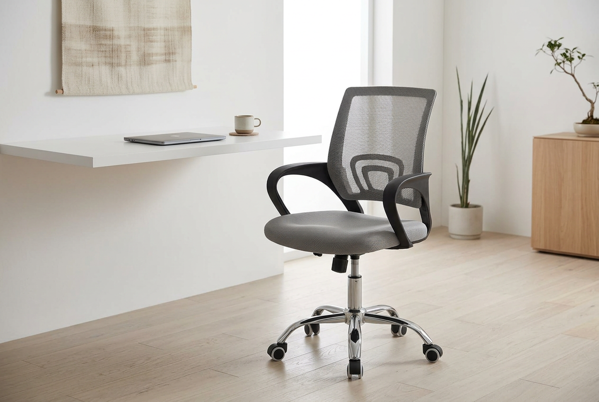 Grey Mesh Chair – Minimalist Office